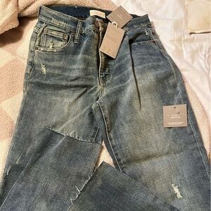 High Rise Distressed Blue Jeans